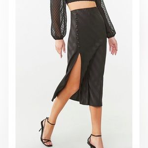 Forever 21 - Striped satin mid skirt brand new! Color Black